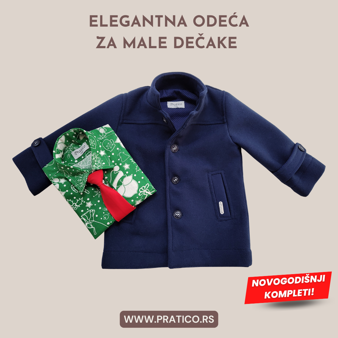 Teget/zeleno/crveni komplet za male dečake sa kaputom